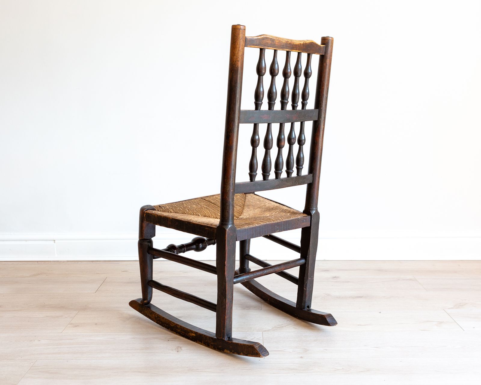 Georgian Rocking Chair 18th Century Antiqu.E Lancashire Rusti.C Fireside Chair English Farmhouse Country House Rush Seat Spindle Back Ash Elm photo buy