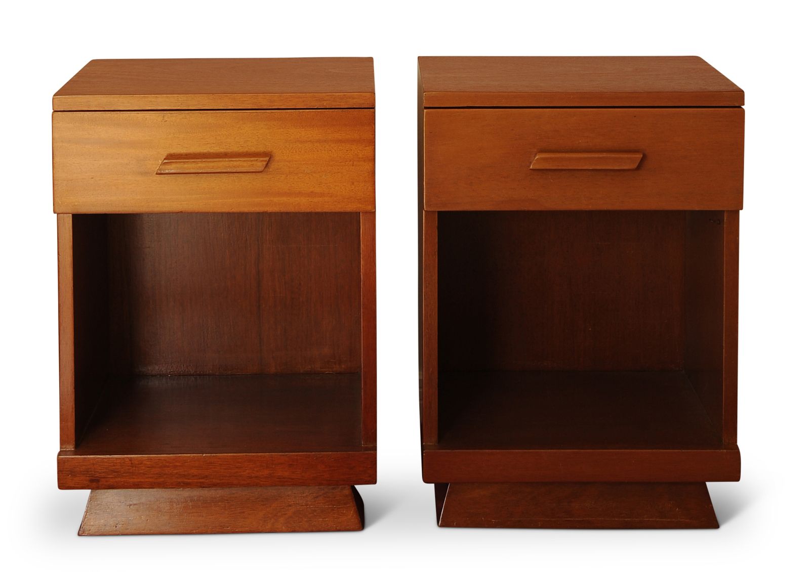 Price For Pair Art Deco Teak Bedside Lamp Tables With Single Drawers With Wooden Handle 1920's Ol photo for sale