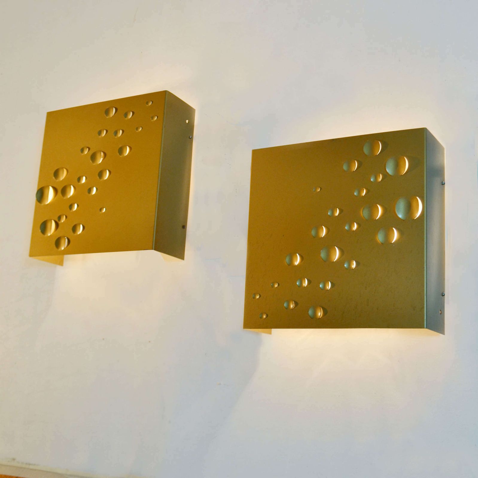 Raindrop Wall Lamps Anodised In Gold By Jelle Jelles For Raak, 1965 photo for sale