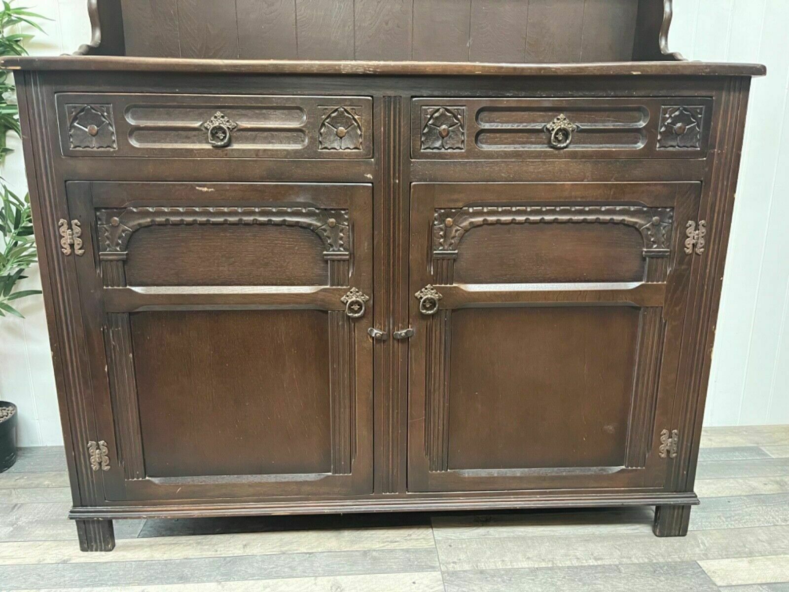 Vintage Furniture 2 Door Carved Welsh Dresser Ready To Be Upcycled photo furniture