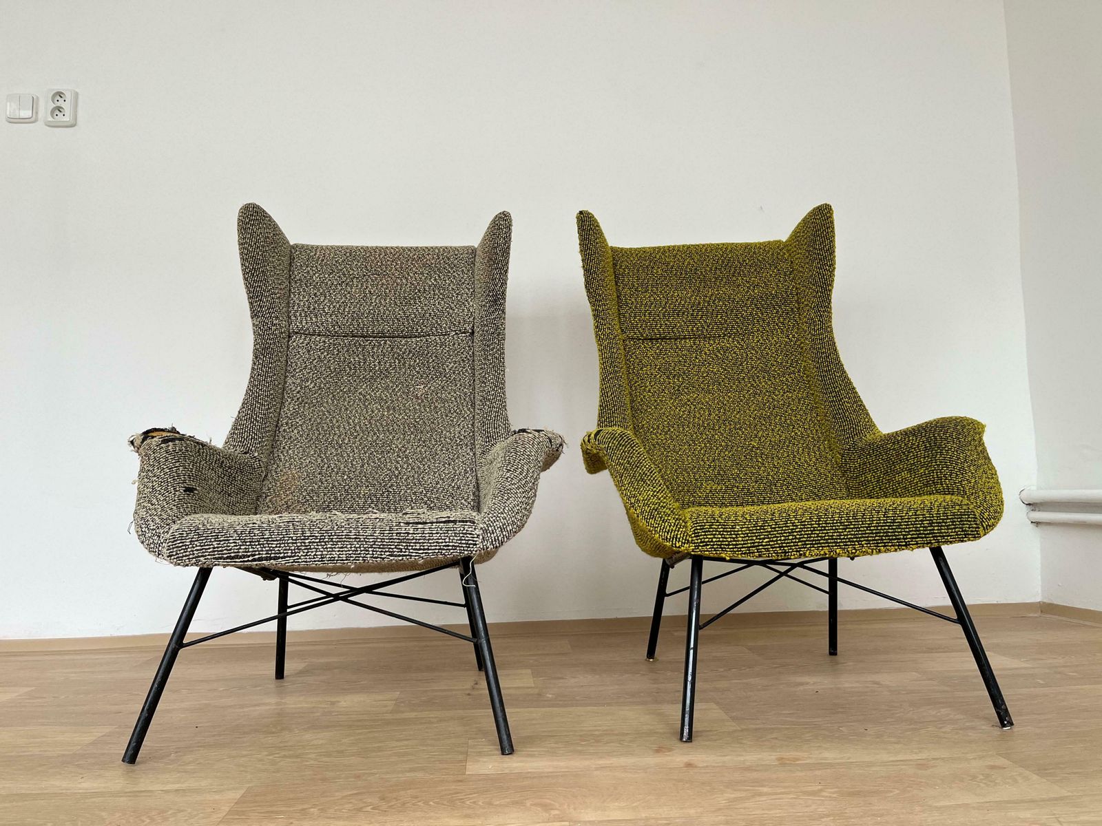 Pair Of Design Fibreglass Wing Chairs By Miroslav Navratil, 1970s photo for sale