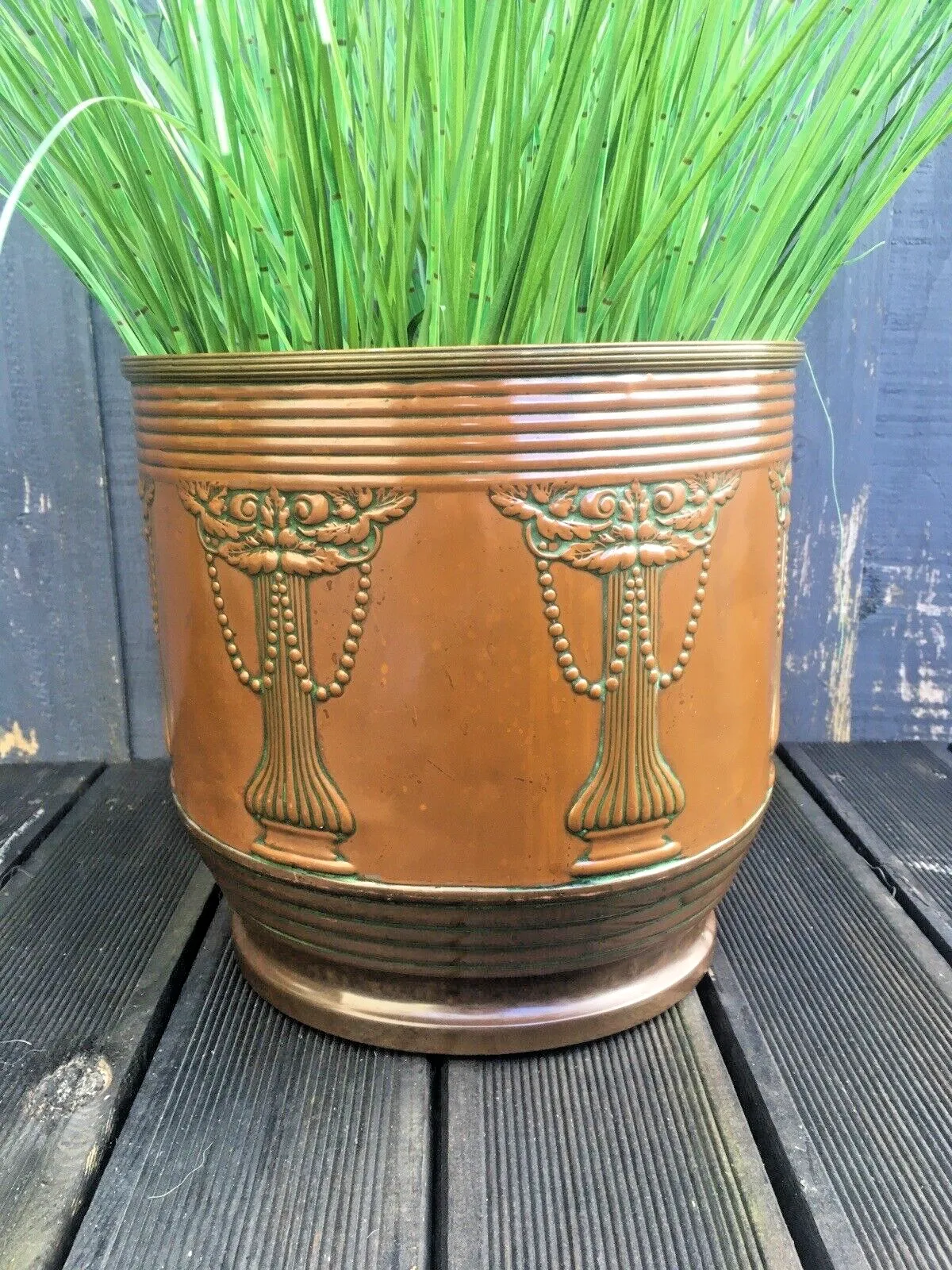 Art Nouveau Beldray Regency Swag Rose Copper Planter Flower Plant Pot Jardiniere