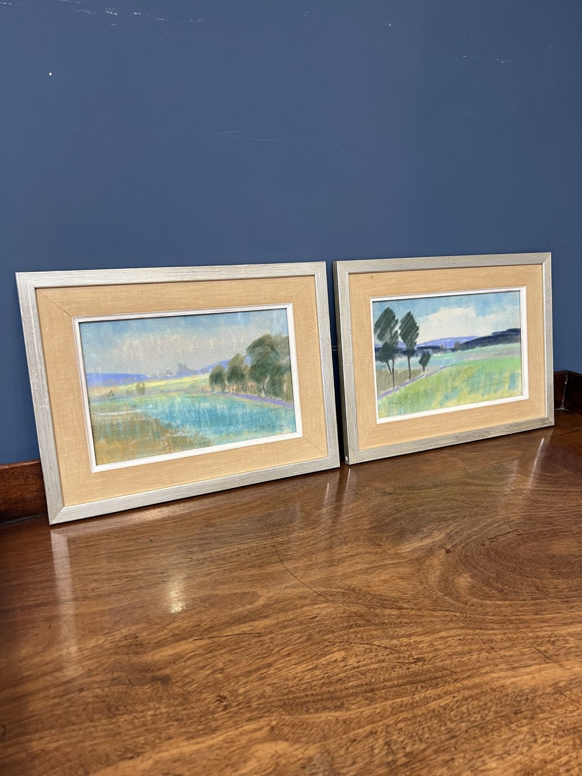 Art A Pair Of Mid Century Swedish Framed Pastel Landscapes By Ragnar Falk photo