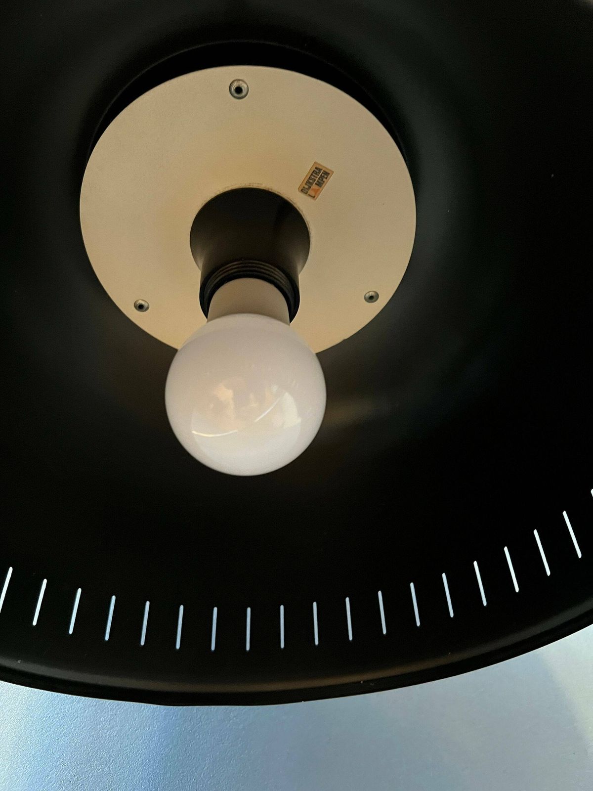 photo for sale Dijkstra Space Age Hanglamp Met Chromen Frame En Zwarte Metalen Kap