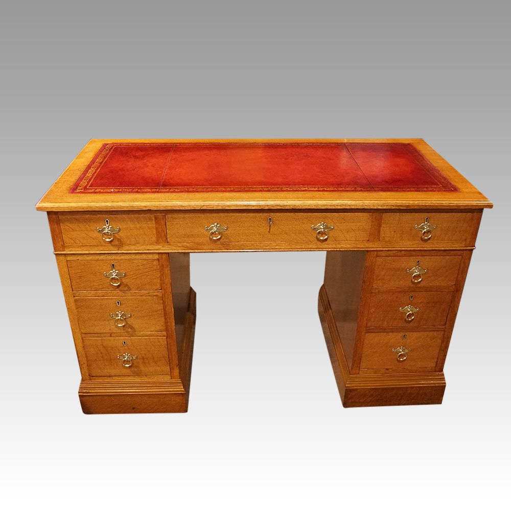 Edwardian Oak Pedestal Desk, 1900s