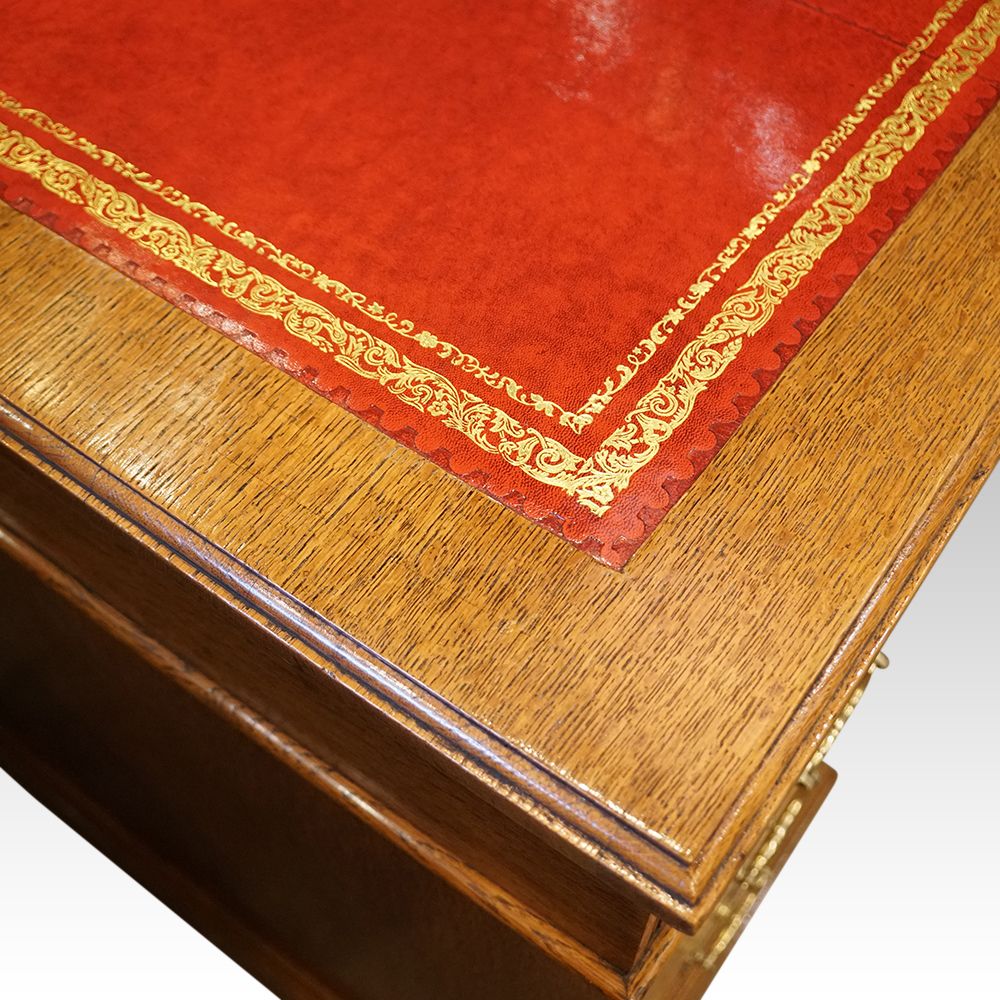 Edwardian Oak Pedestal Desk, 1900s photo furniture