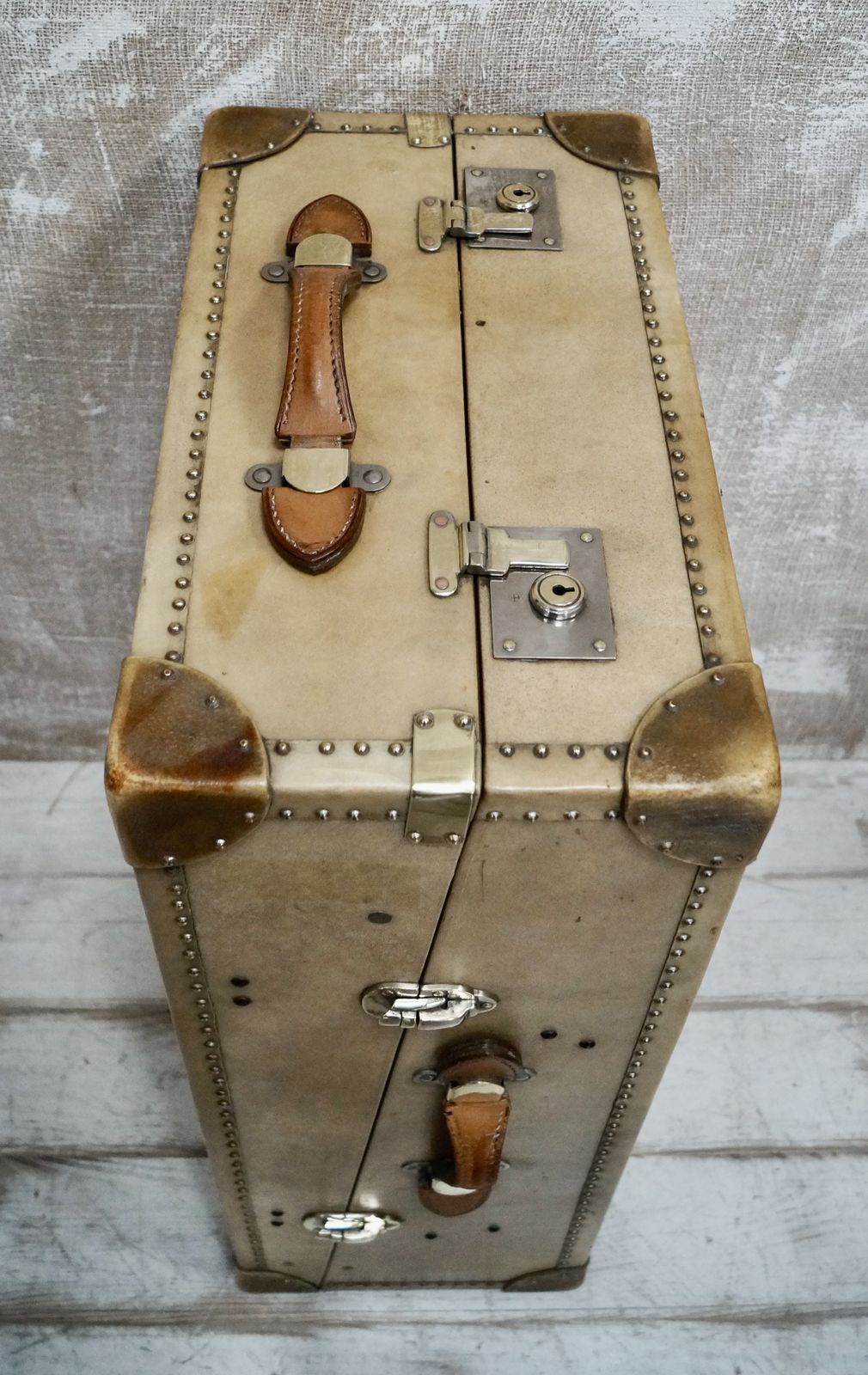 Antique Vellum Travel Trunk, 1910s photo for sale