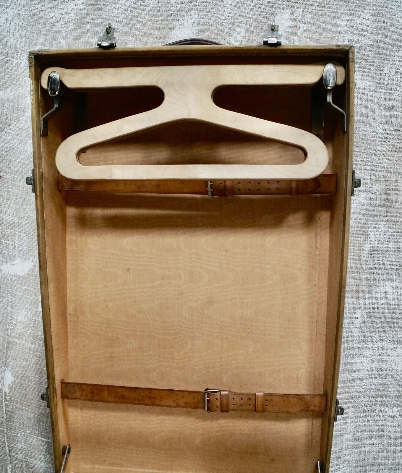 Antique Vellum Travel Trunk, 1910s photo vintage