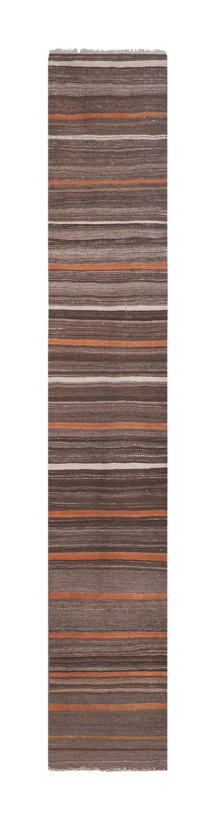 Striped Turkish Wool Kilim Runner 1'10'' X 11'2''