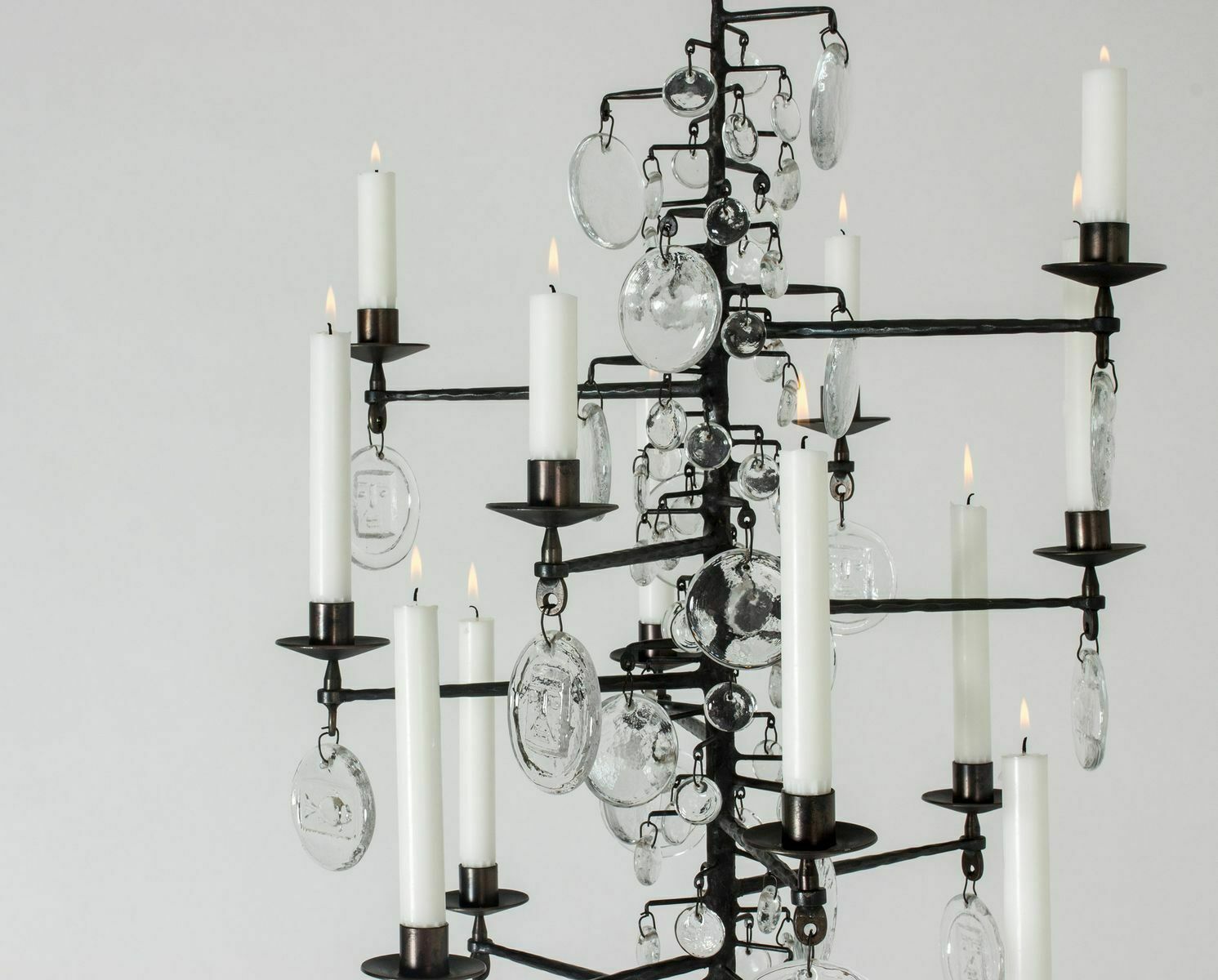Wrought Iron And Glass Candelabrum By Erik Höglund For Boda, 1960s photo Home Decor