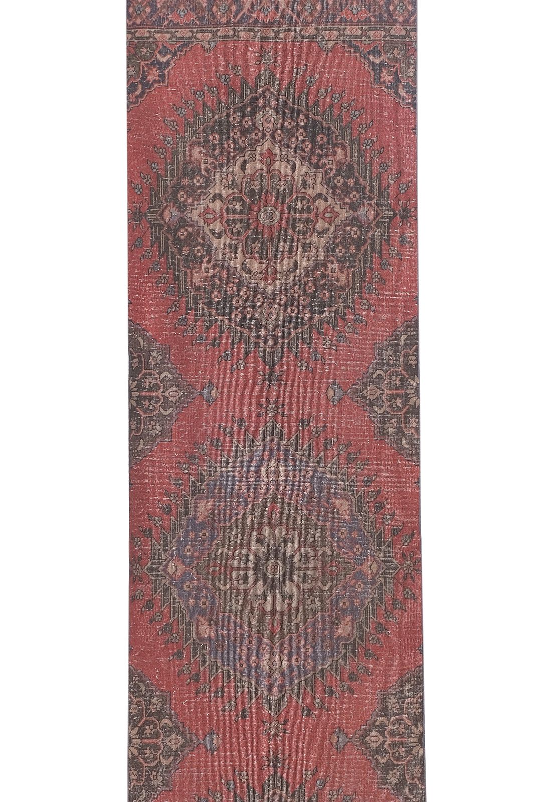 Vintage Faded Turkish Runner Rug 3'4'' X 13'3'' photo Textiles