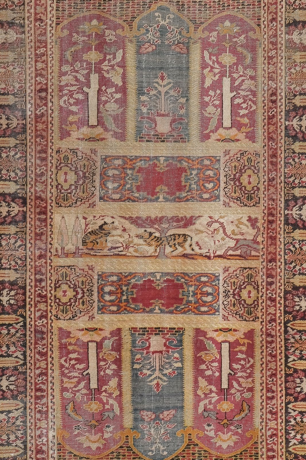 Distressed Turkish Pictorial Lion Rug 3'9'' X 5'12'' photo for sale