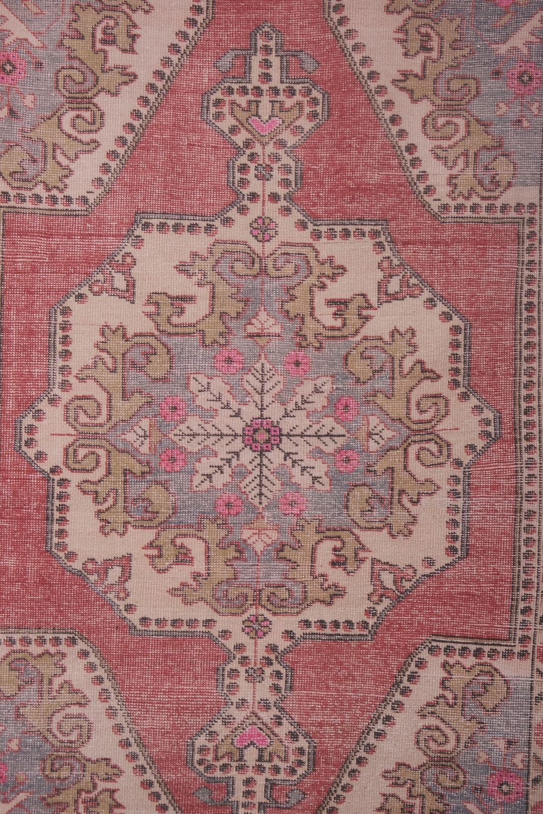 Textiles 1970s Handmade Turkish Oushak Wool Rug 4'4'' X 7'1'' photo