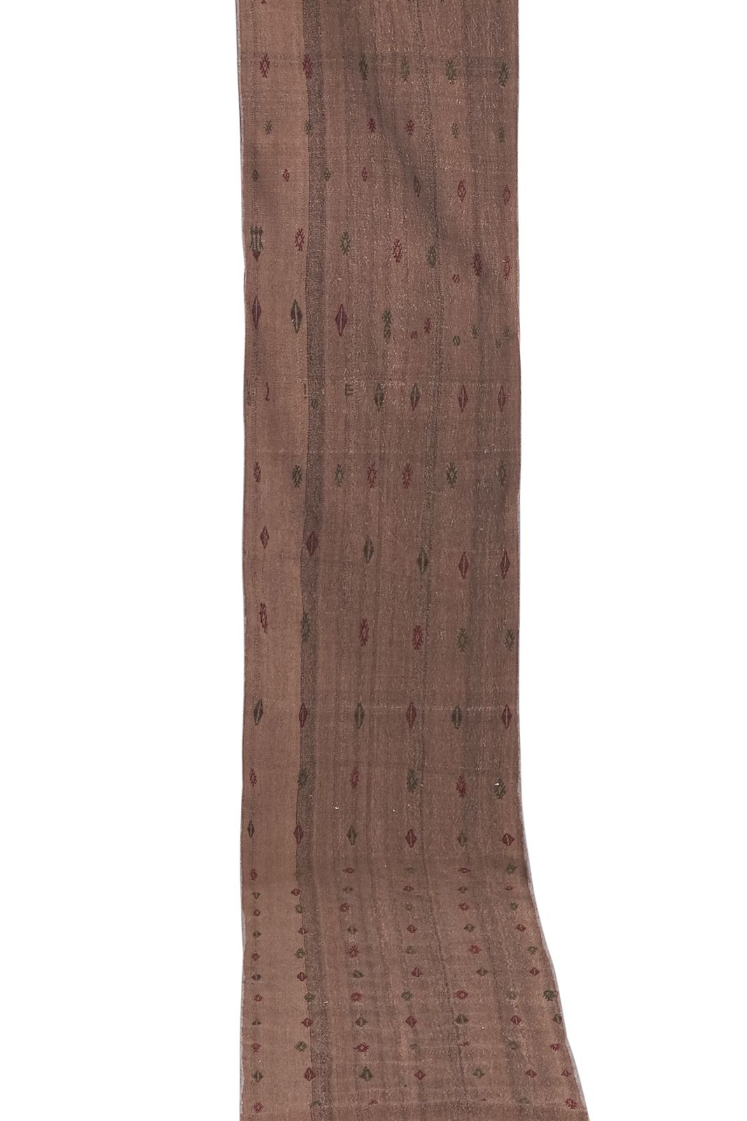 1970s Turkish Brown Kilim Runner 2'2'' X 16'4'' photo Textiles