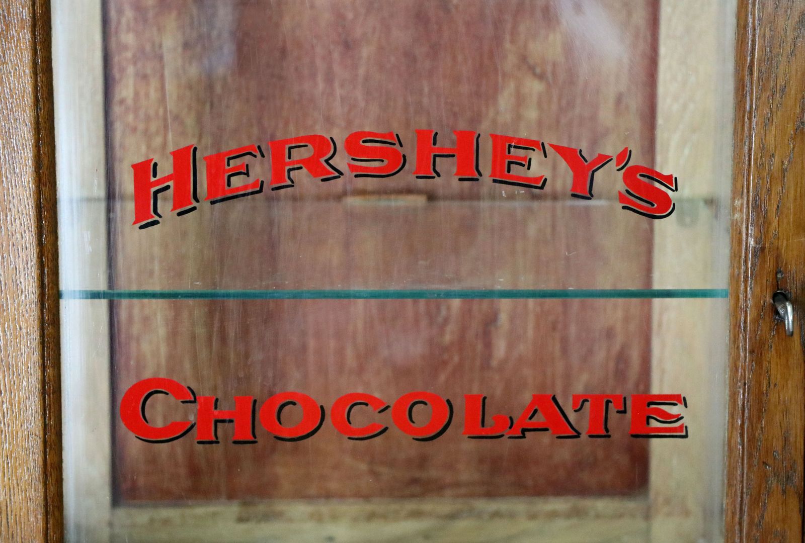 A Hershey’s Chocolate  Hardwood Framed Shop Counter Display Cabinet. photo 295.0
