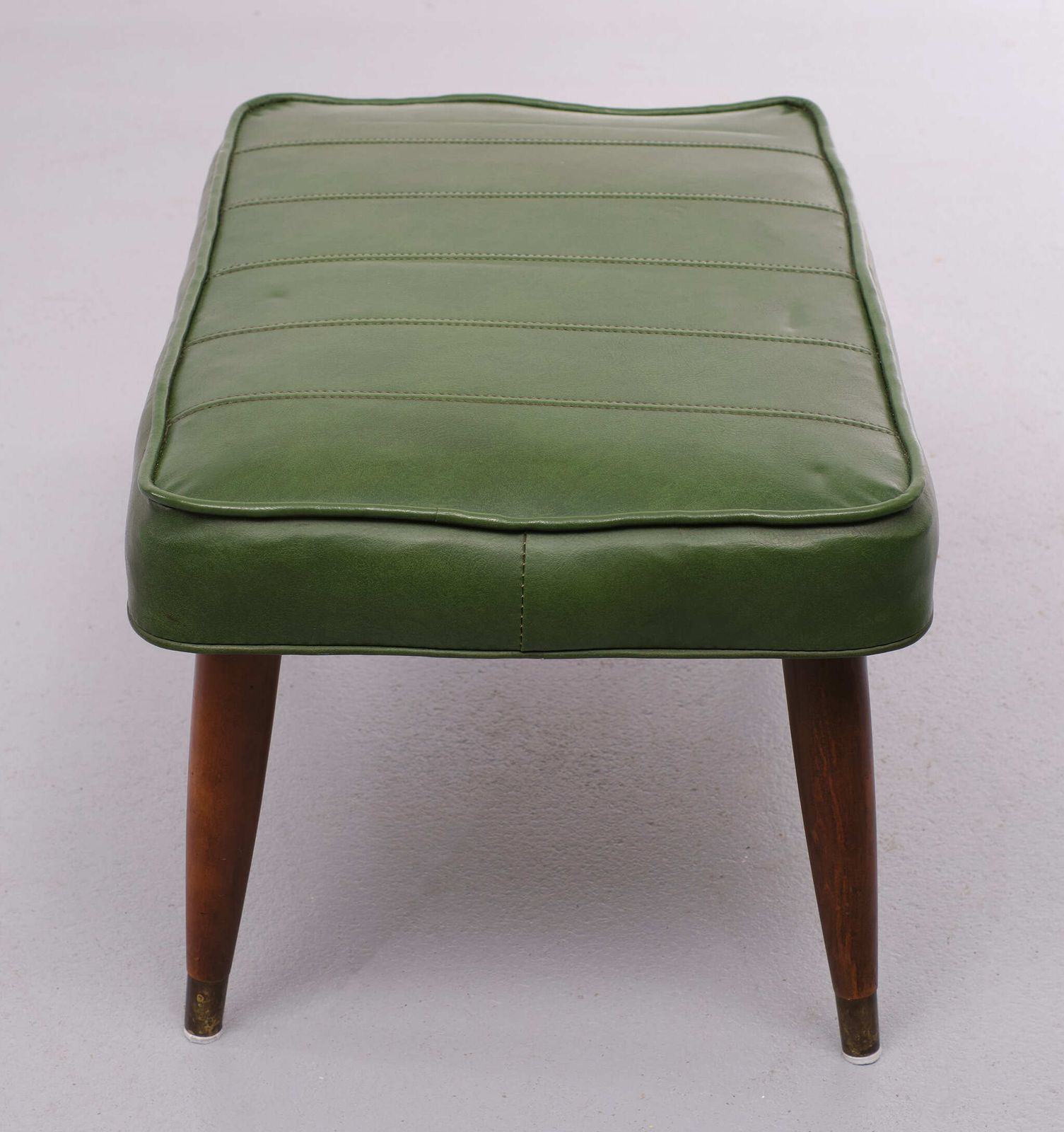 Green Faux Leather Ottoman 1950s England photo for sale