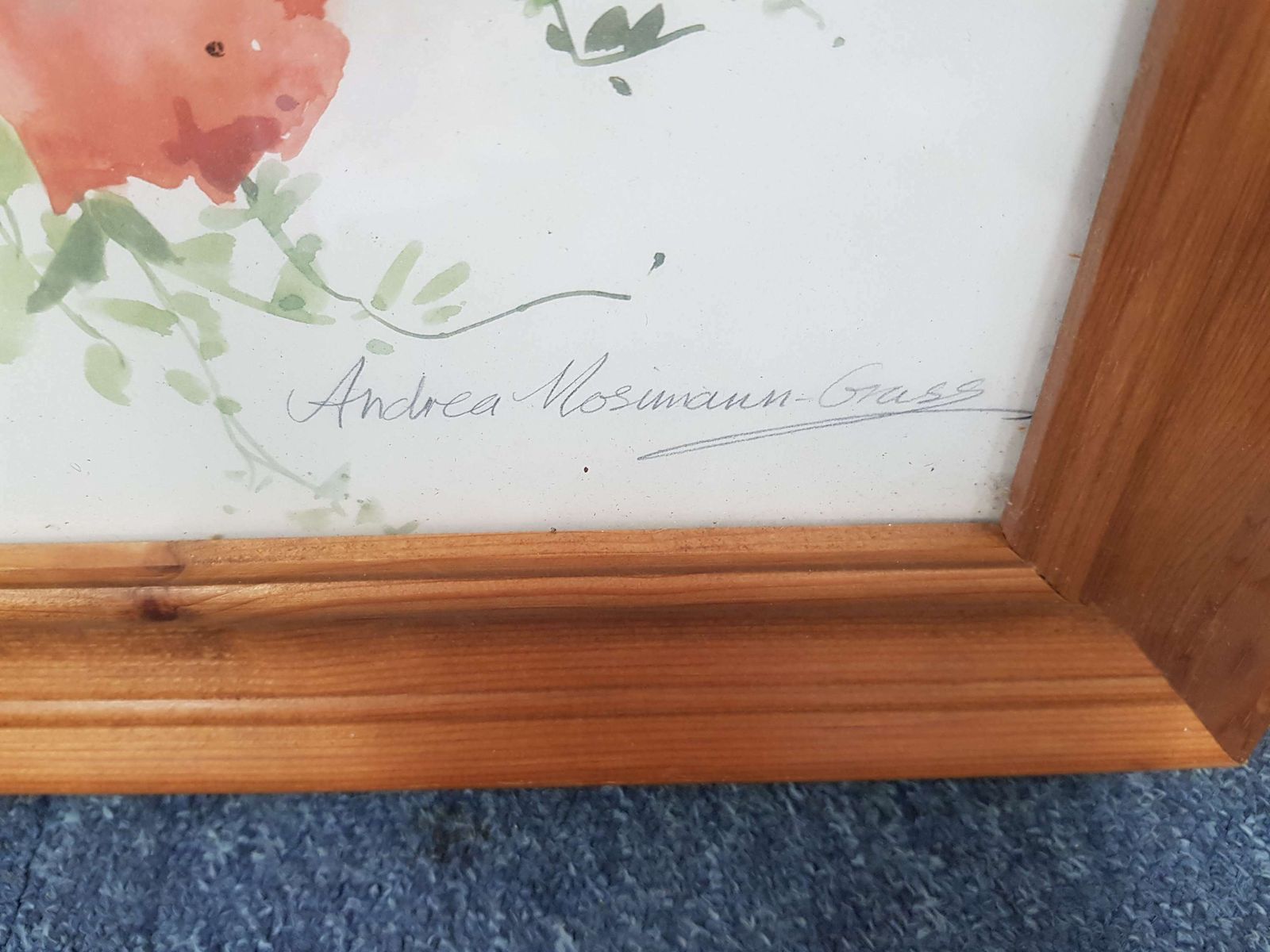 Large, Framed Watercolour Print Of 'Roses & Jasmine' photo vinterior