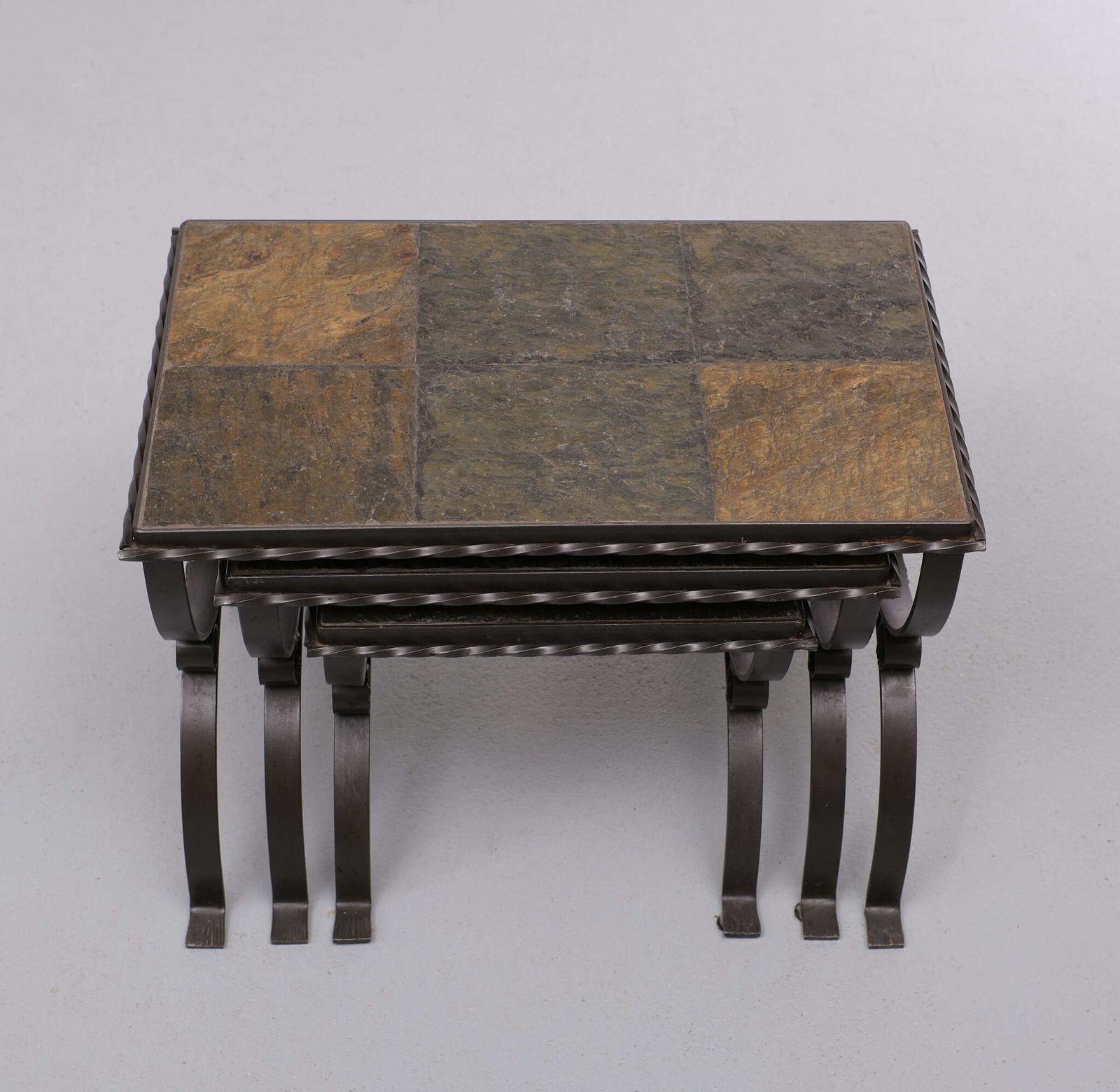 Slate Stone Brutalist Nesting Tables, 1970s, France photo for sale