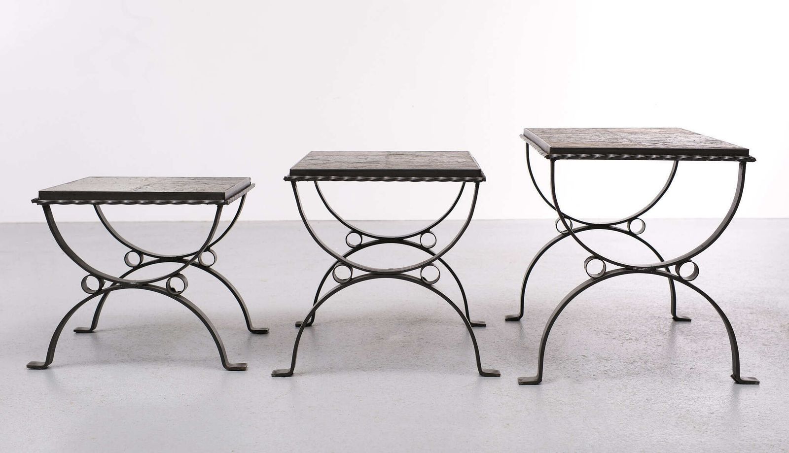 Slate Stone Brutalist Nesting Tables, 1970s, France photo vinterior