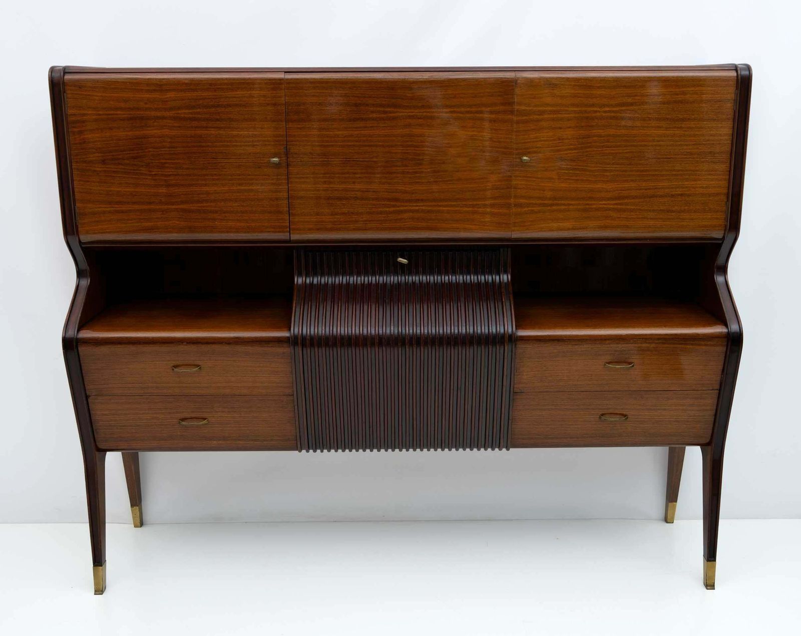 Osvaldo Borsani Mid Century Modern Italian Sideboard With Bar Cabinet, 1950s photo furniture
