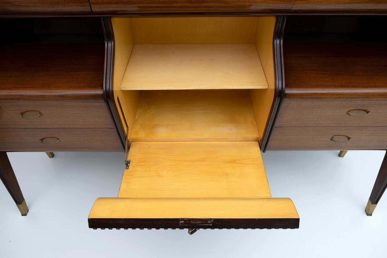 5908.0 Osvaldo Borsani Mid Century Modern Italian Sideboard With Bar Cabinet, 1950s photo