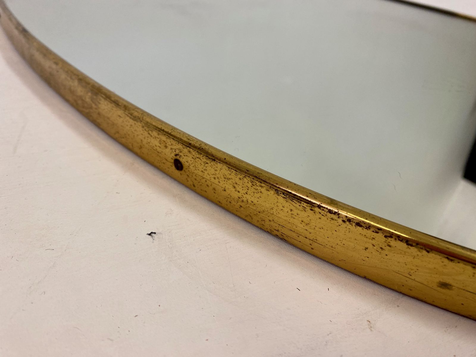 1950s Italian Brass Shield Shaped Mirror photo 1695.0