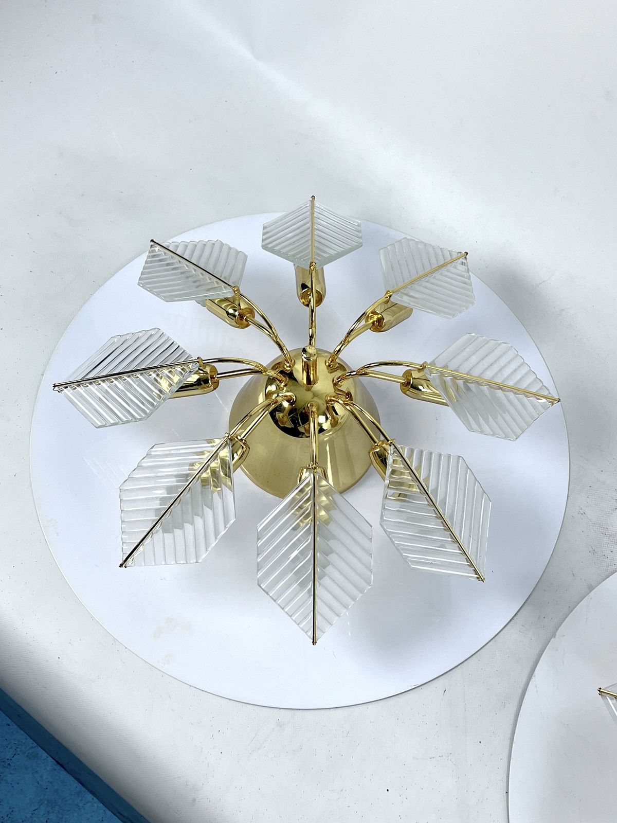Italian Modern Pair Of Brass Ceiling Lamps By Zero Quattro. 1970s photo buy