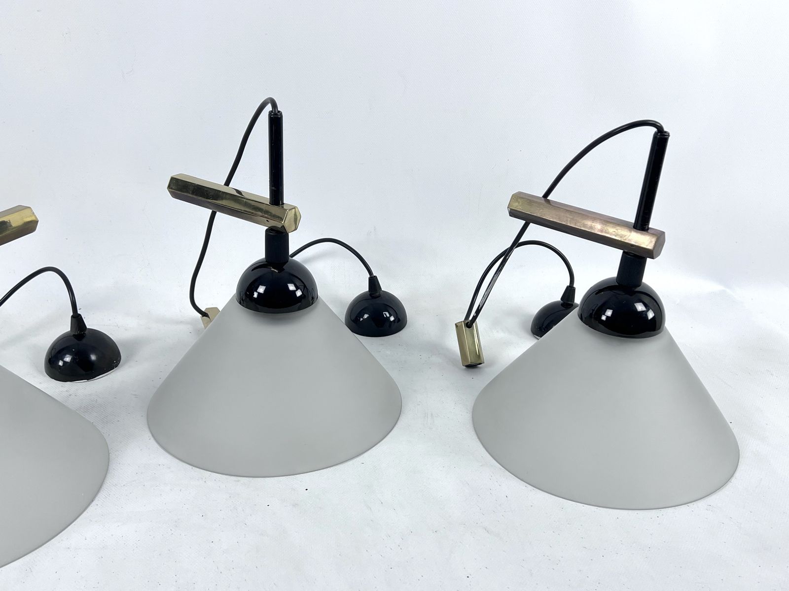 photo furniture Rare Set Of Four Italian Modern Brass And Murano Glass Wall Lamps By Quattrifolio. 1970s