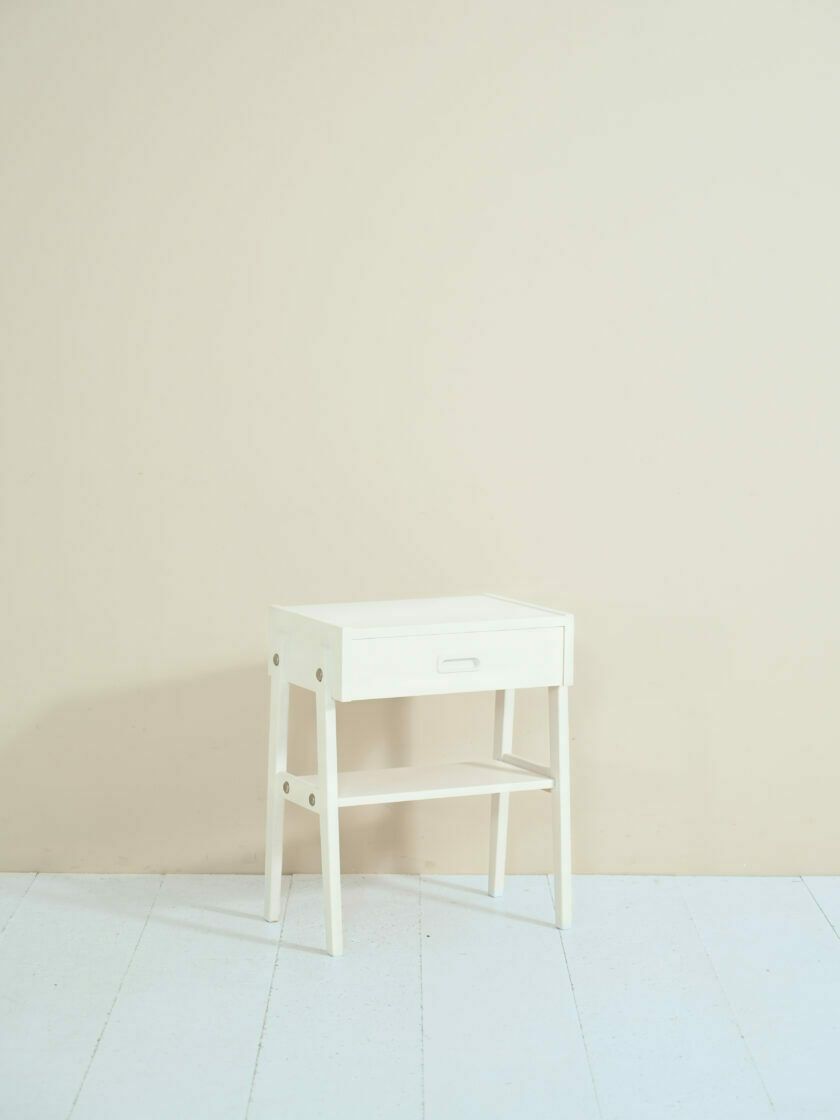 Scandinavian Bedside Table Painted In White photo furniture