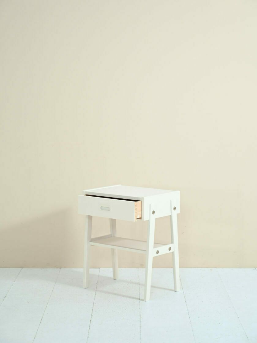Scandinavian Bedside Table Painted In White photo Furniture