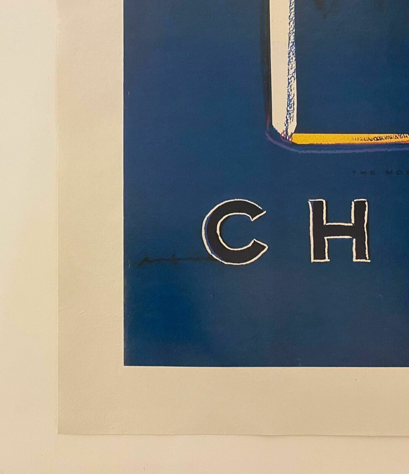 photo furniture Andy Warhol, 1997   Chanel N. 5   Blue   Original Vintage Poster Linen Backed