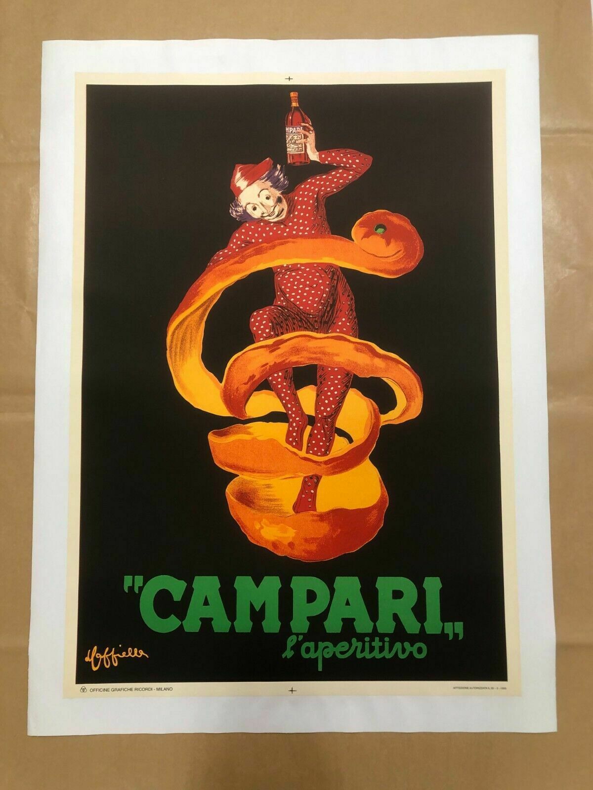 photo vinterior Leonetto Cappiello, 1970s   Spiritello Campari   Vintage Affiche Linen Backed On Canvas