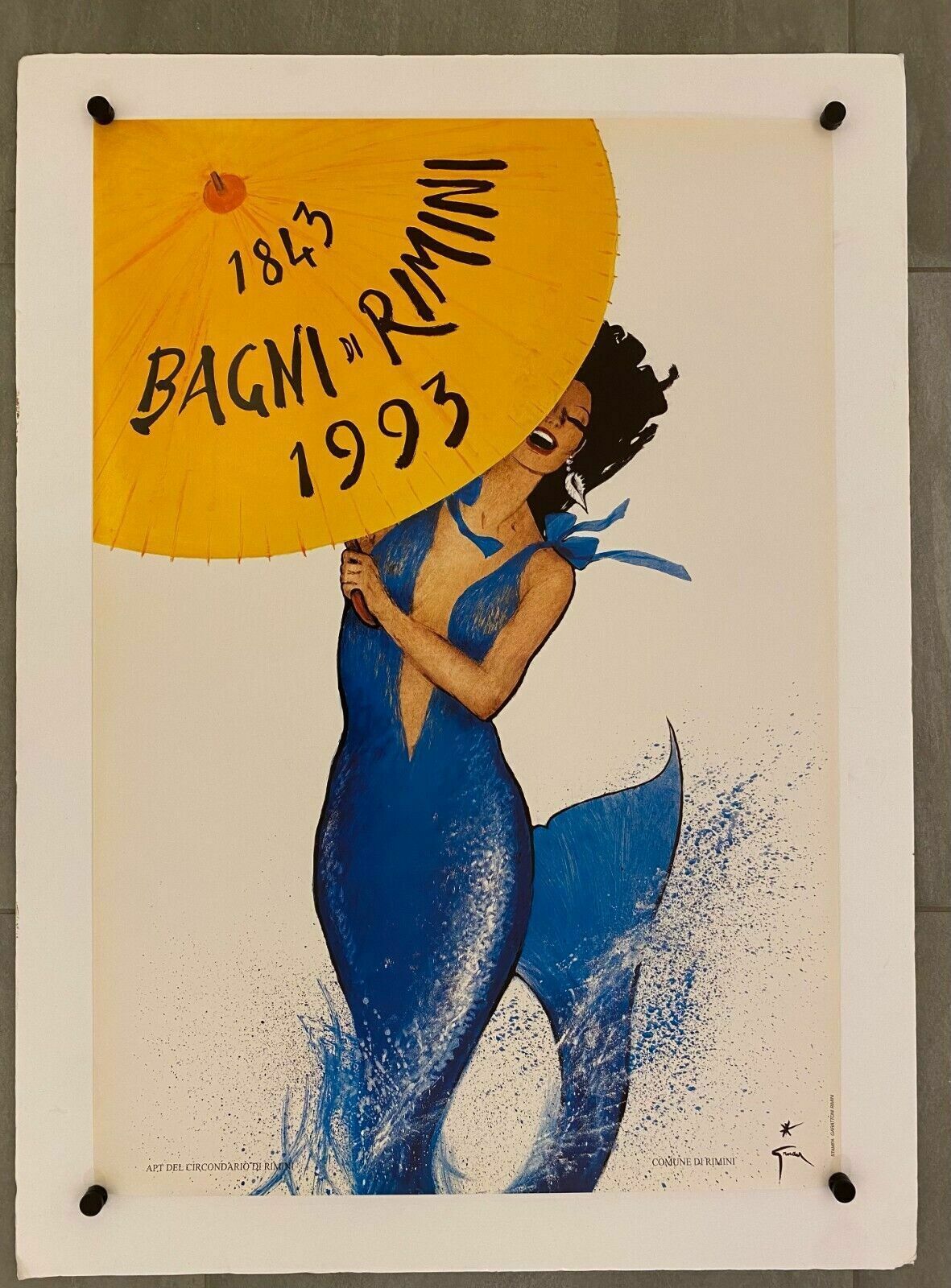 René Gruau, 1993   Rimini Bagni   Original Vintage Affiche C.A. Cm 98 X 69 photo for sale