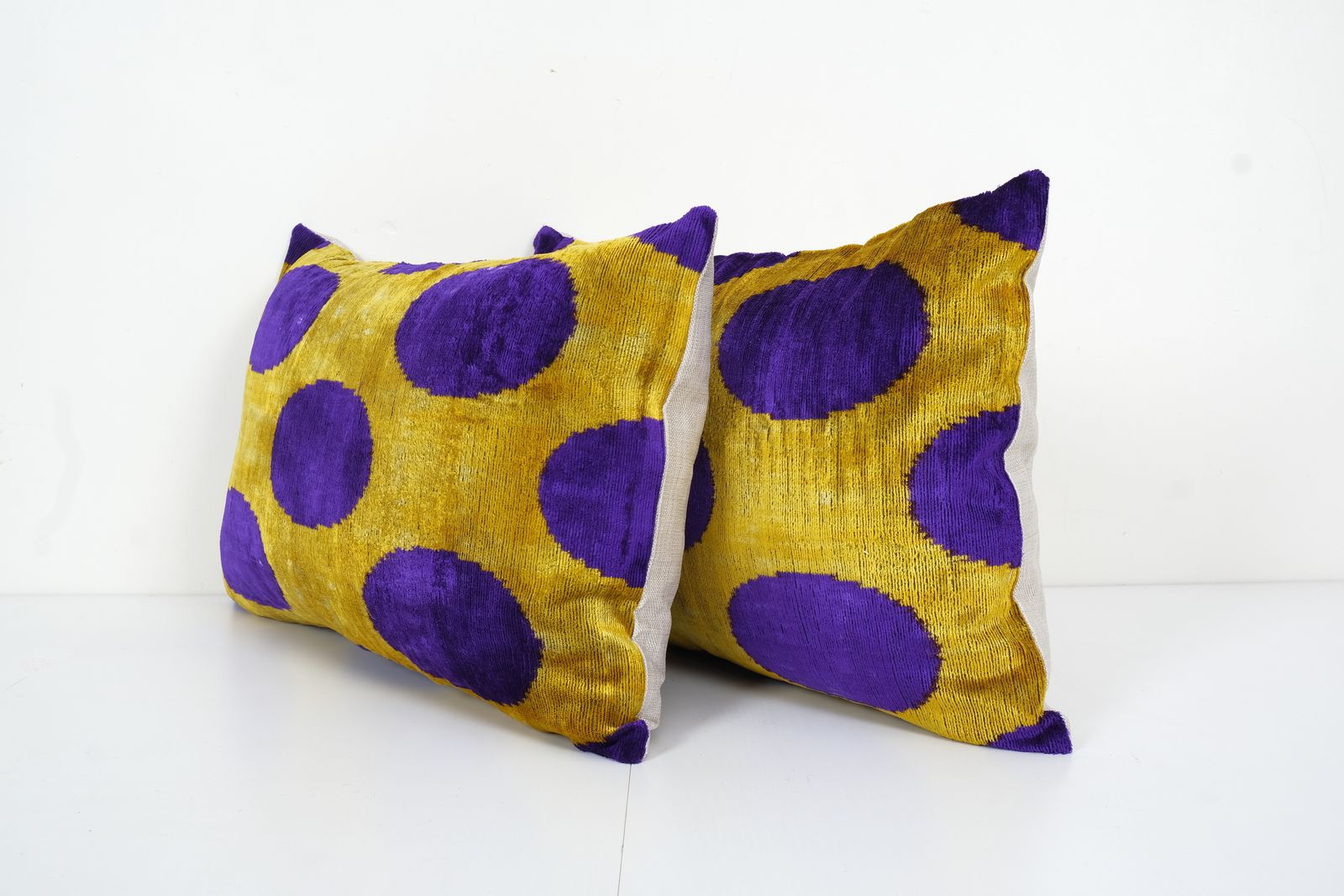 Silk Ikat Velvet Lumbar Pillow Cover   Set Of Two Ethnic Decorative Pillow   Blue Dot Velvet Ikat Pillow 16" X 24" photo furniture