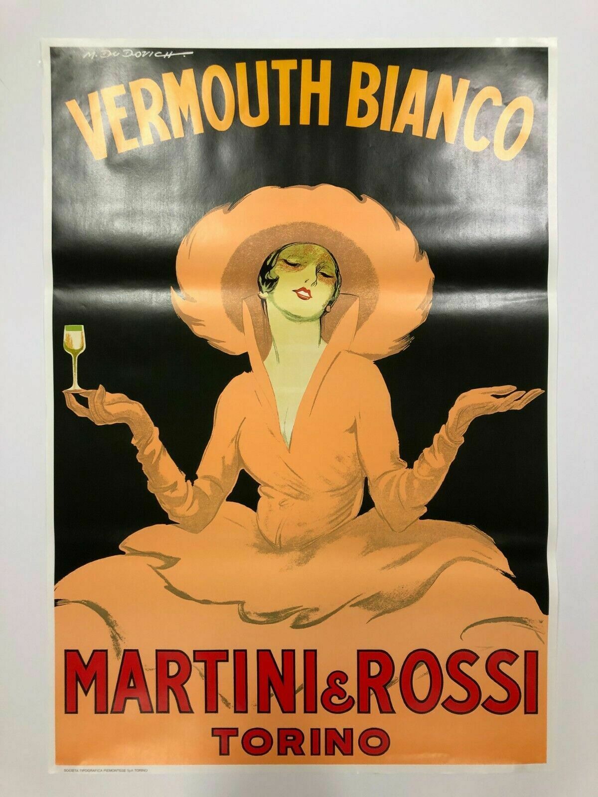 Marcello Dudovich, C.A. 1980   "Vermouth Bianco" Martini   Original Vintage Affiche photo furniture