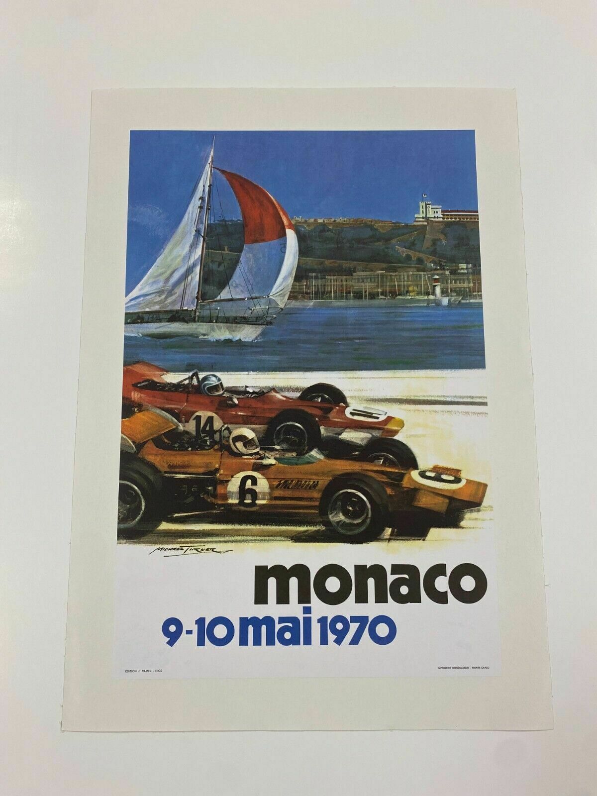 Monaco 1970   Michael Turner, 1970   Original Vintage Poster Linen Backed photo Art