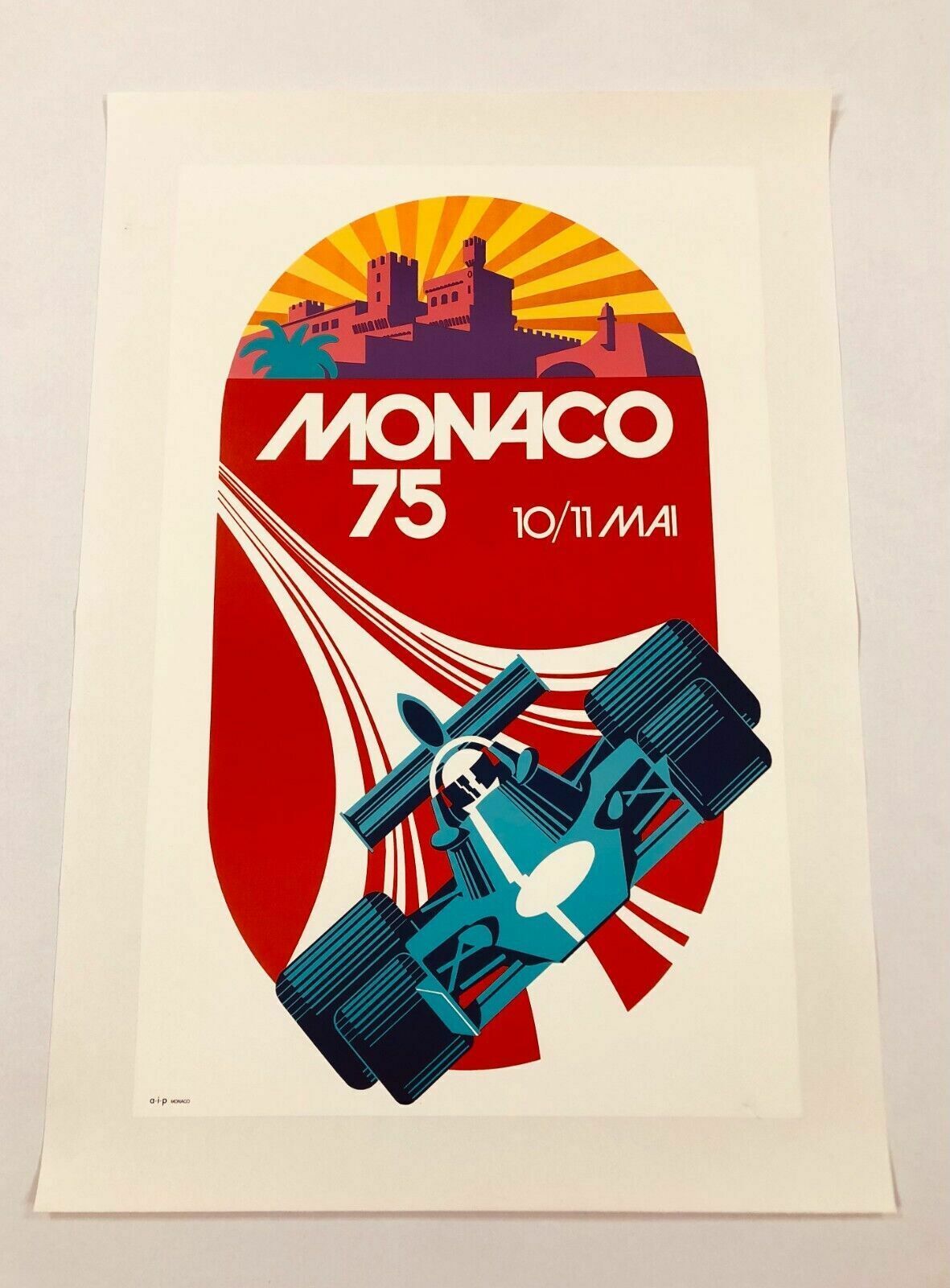 Monaco 1975   Michael Turner, 1975   Original Vintage Poster Linen Backed photo Art