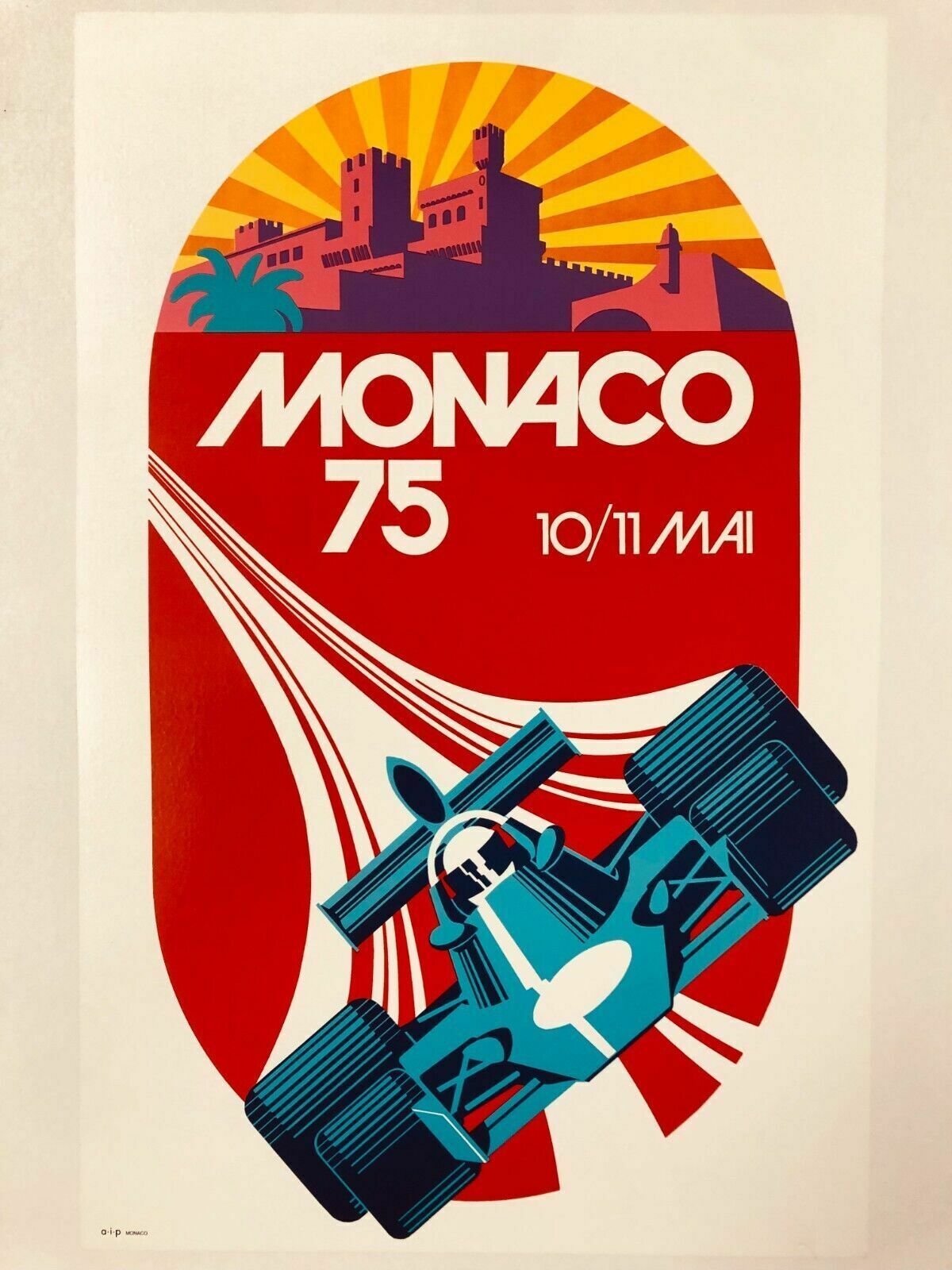 Monaco 1975   Michael Turner, 1975   Original Vintage Poster Linen Backed photo 440.0
