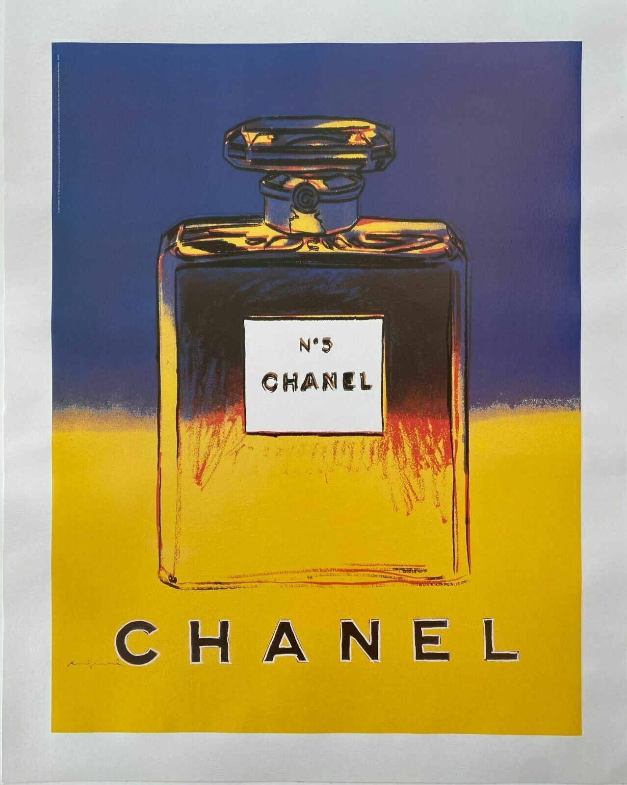 Andy Warhol, 1997   Chanel N.5 Yellow   Original Vintage Poster Linen Backed