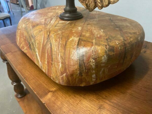 Ancient Eagle Sculpture In Gilded Wood From The 1600s On A Marbled Base photo 535.6