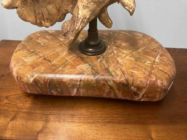 photo for sale Ancient Eagle Sculpture In Gilded Wood From The 1600s On A Marbled Base