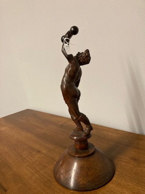 Home Decor Ancient Sculpture In Walnut Depicting A Late 19th Century "Weightlifter", Italian School. photo