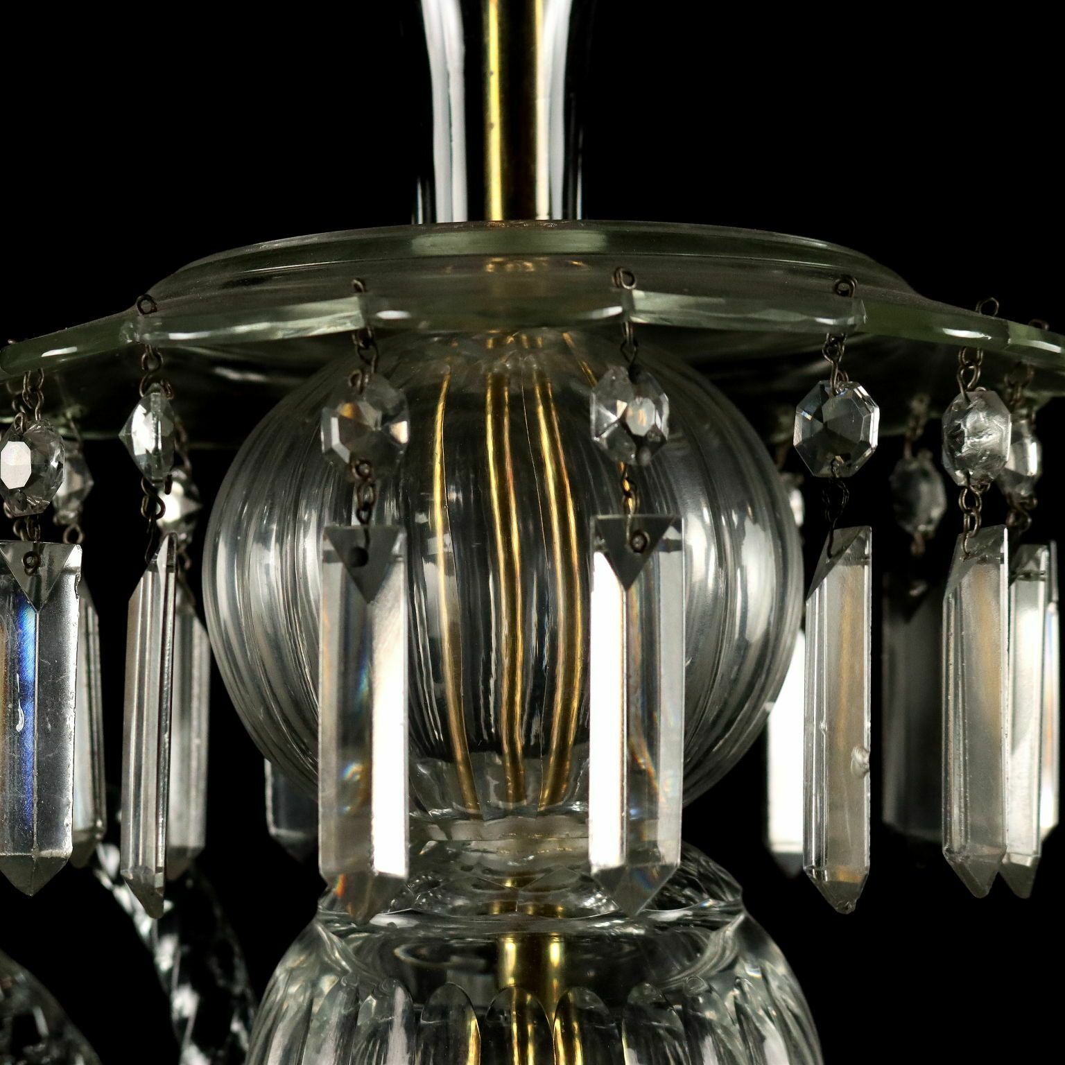 Ancient Chandelier In Glass With 6 Lights From The XIX Century photo vinterior