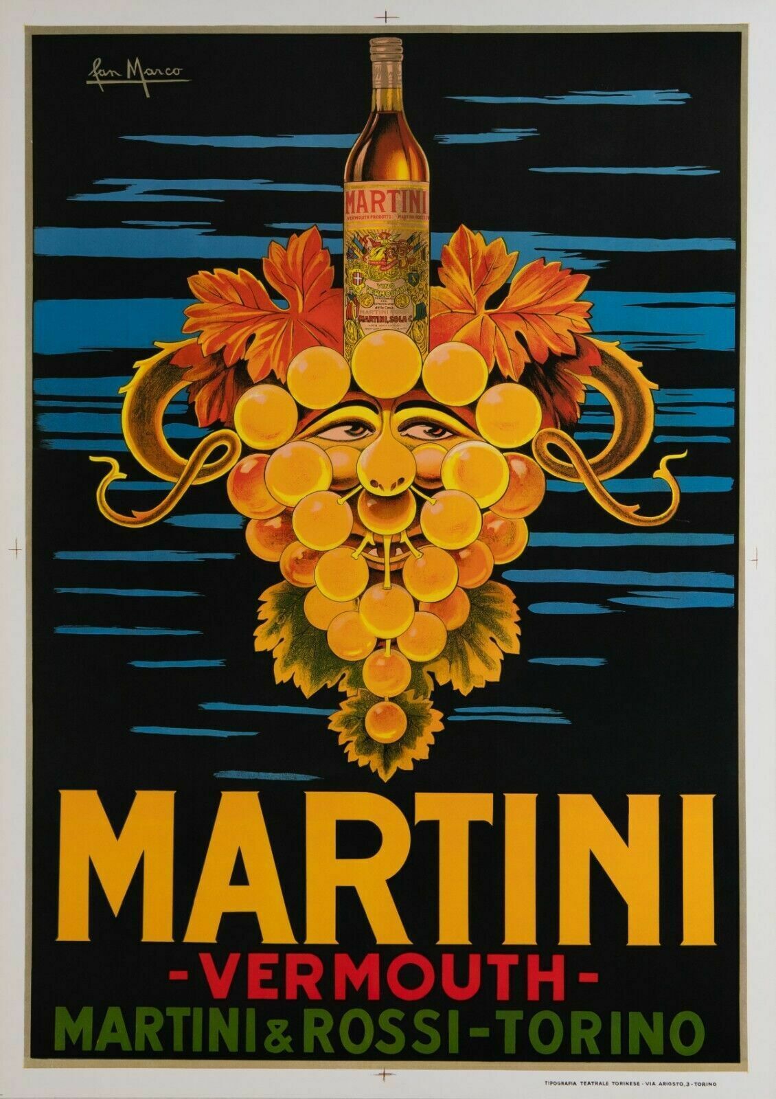 San Marco, C.A. 80s   Martini Vermouth   Advertising Beautiful Affiche