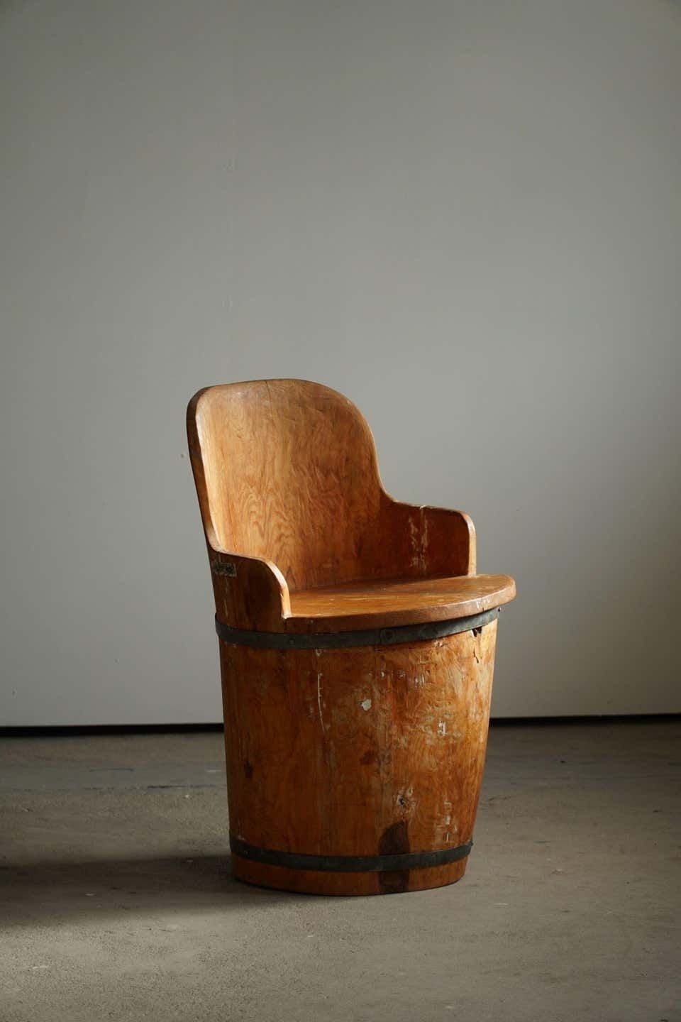 Mid 20th Century Wabi Sabi Stump Chair In Pine, By A Swedish Cabinetmaker, 1950s photo buy