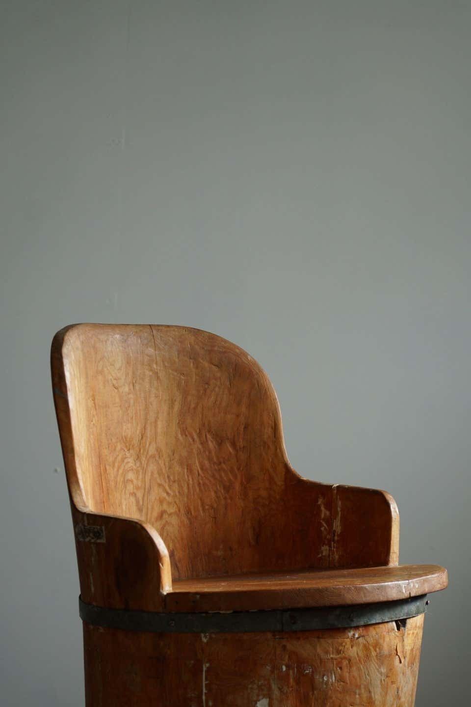 Mid 20th Century Wabi Sabi Stump Chair In Pine, By A Swedish Cabinetmaker, 1950s photo vintage