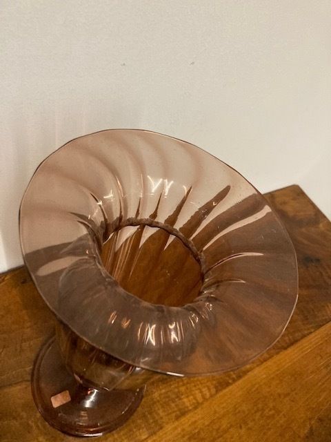 Antique Murano Glass Vase From The 1930s In Amber Colour. Ribbed Knit. photo 561.6