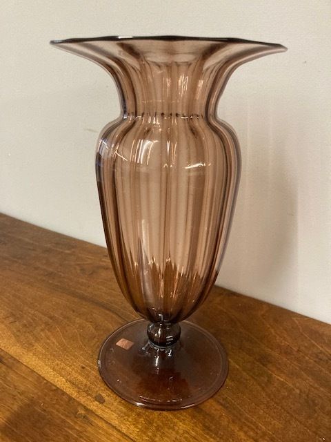 Antique Murano Glass Vase From The 1930s In Amber Colour. Ribbed Knit. photo buy