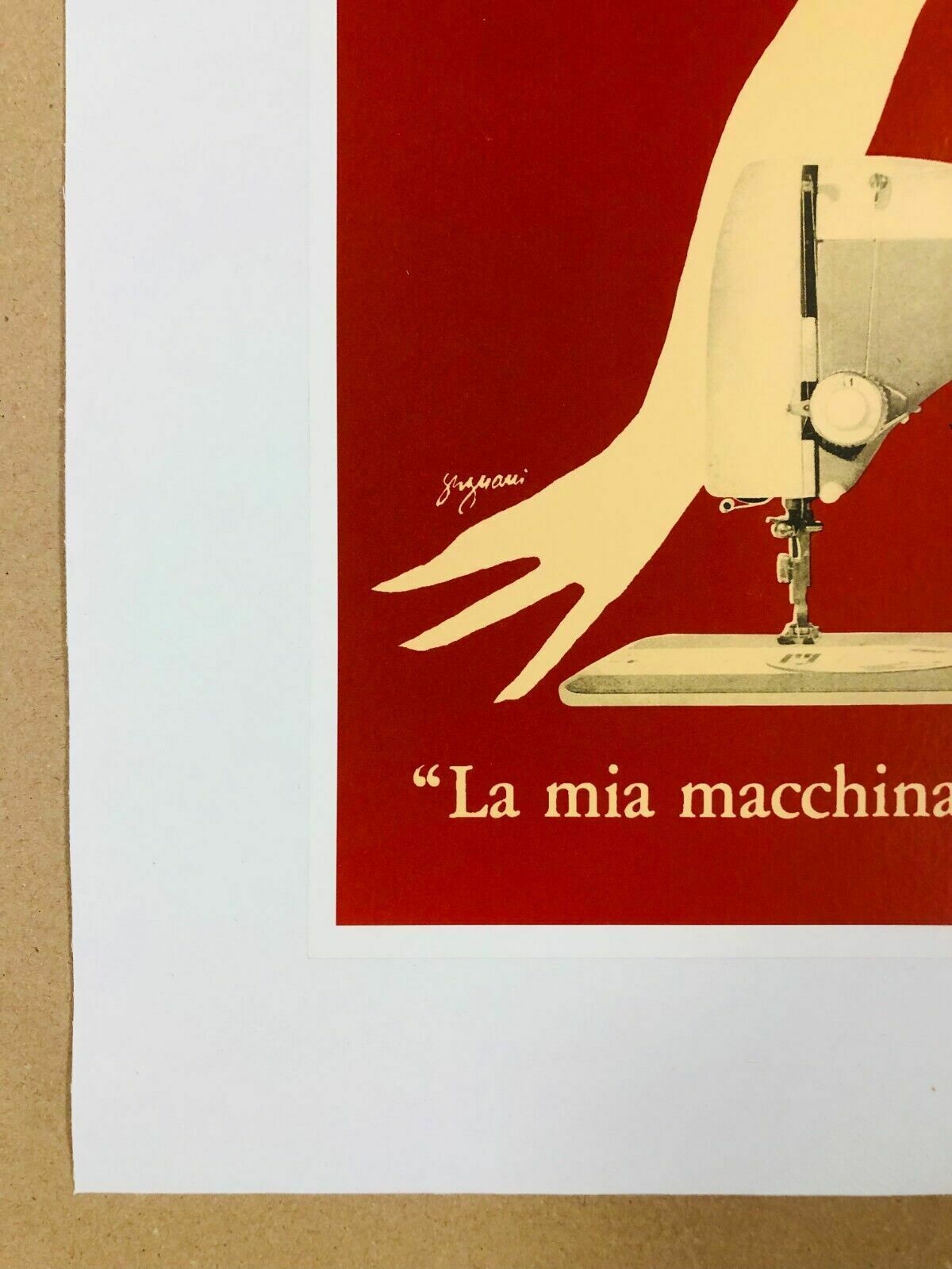 Jeanne Grignani, 80s   Necchi (Red)   Original Affiche Linen Backed On Canvas photo vinterior