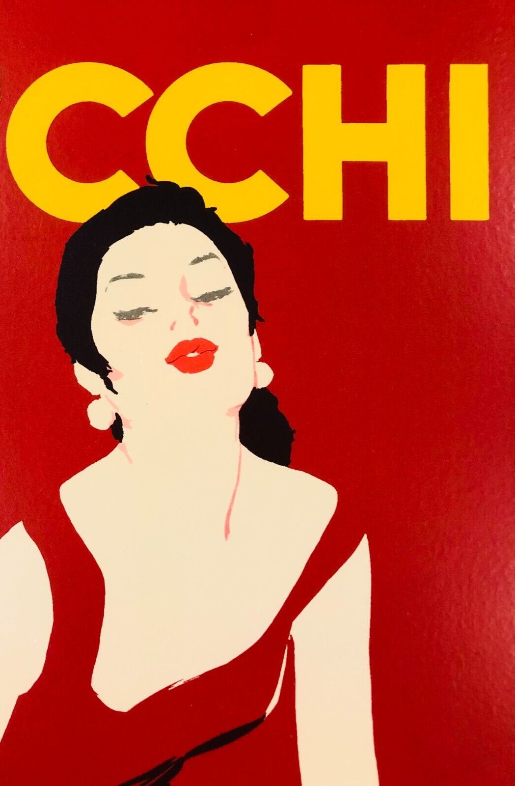 photo for sale Jeanne Grignani, 80s   Necchi (Red)   Original Affiche Linen Backed On Canvas